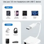 Type C To 3.5mm Headphone Jack Charge Adapter