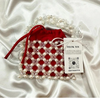 Handmade Pearl and Glass Crystal Purse Beaded Bag