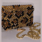 Handmade Crystal Beaded Bag Purse Brown and Black