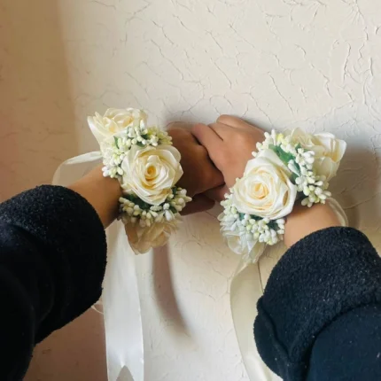 Handmade Ribbon Adjustable Gajrey Set of 2 – White