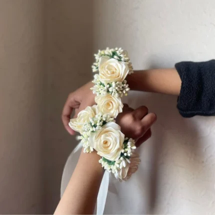 Handmade Ribbon Adjustable Gajrey Set of 2 - White