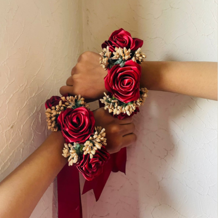 Handmade Ribbon Adjustable Gajrey Set of 2 - Red