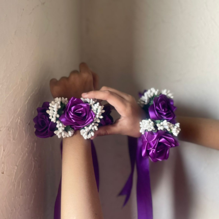 Handmade Ribbon Adjustable Gajrey Set of 2 - Purple